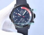 Replica IWC Aquatimer Stainless Steel Black Dial Black Rubber Watch 44MM